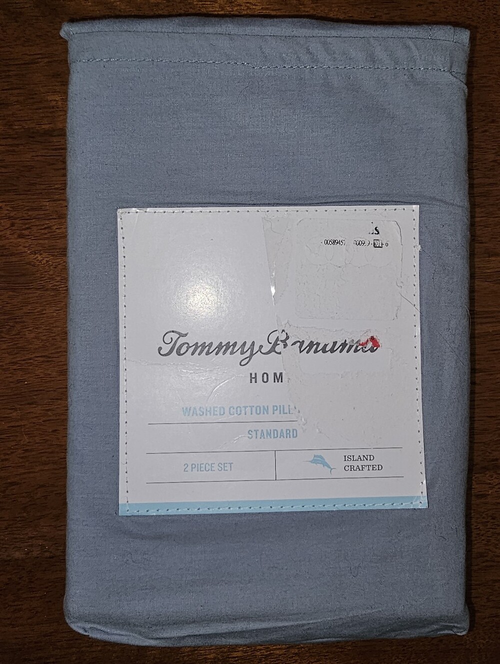 Tommy Bahama Percale Blue 100% Washed Cotton Standard Pillowcase Set 2 Piece